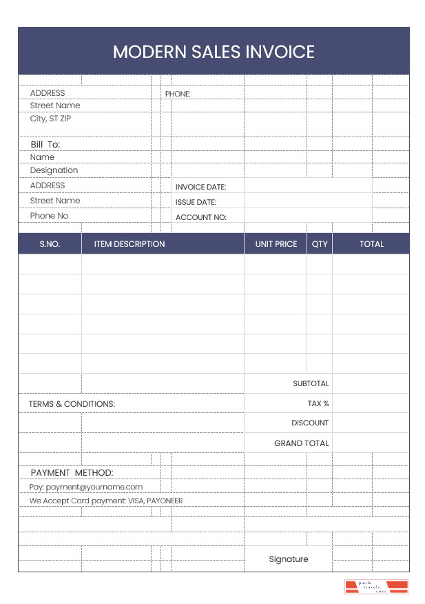 Modern Sales Invoice Template PSD template